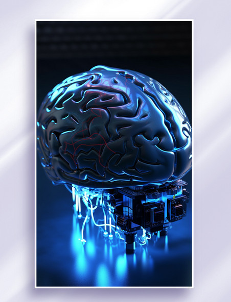 未来科技风冷色ai人工智能科技技术芯片大脑数据线路传输4