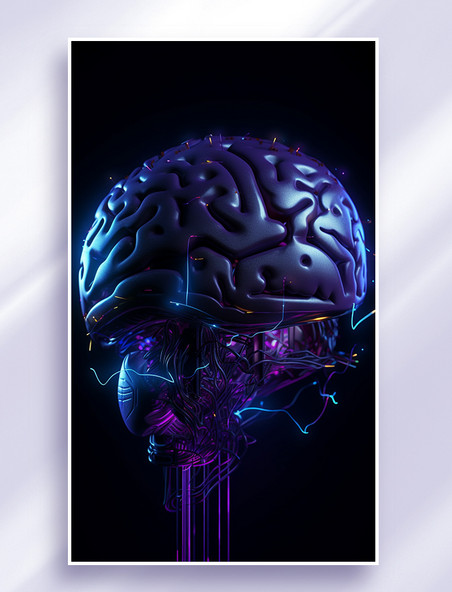 未来科技风冷色ai人工智能科技技术芯片大脑数据线路传输34