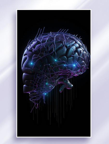 未来科技风冷色ai人工智能科技技术芯片大脑数据线路传输35