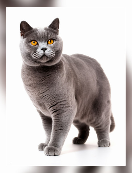 宠物摄影风格超级清晰猫猫动物摄影一张英国短毛猫照片全身照高质量获奖