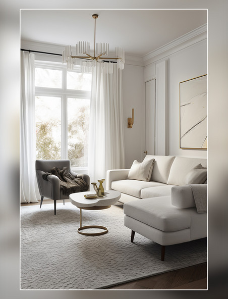 地毯沙发茶几吊灯扶手椅现代有机风格的住宅室内设计项目房间室内装修