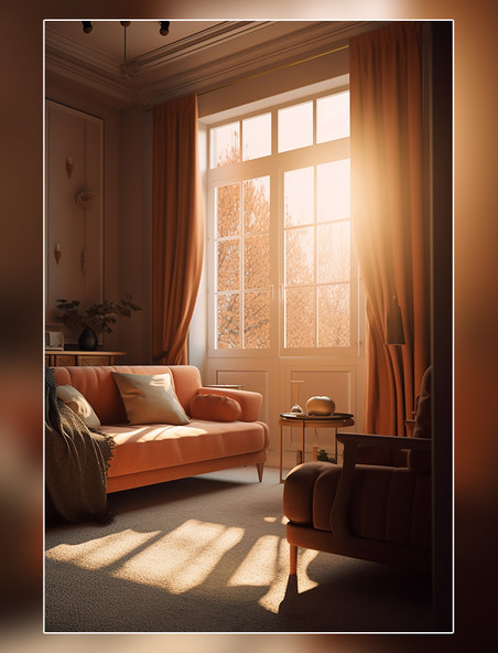 温暖的光线室内设计客厅柔和的装饰优雅拍摄的房地产照片