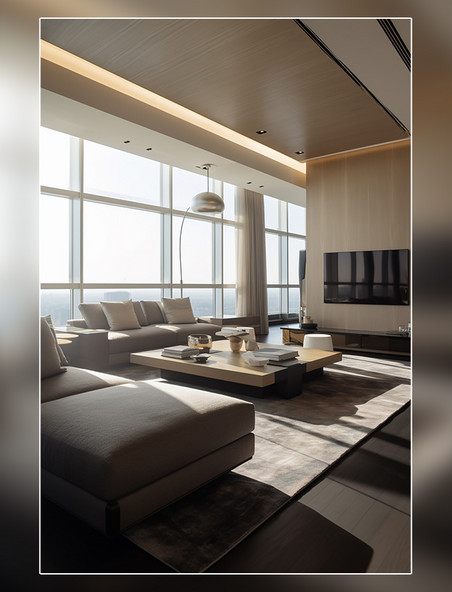 室内设计沙发地毯茶几吊灯扶手椅现代有机风格的住宅室内设计项目房间室内装修