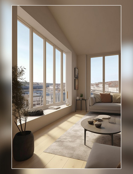 现代有机风格的住宅室内设计项目沙发地毯茶几吊灯扶手椅房间室内装修