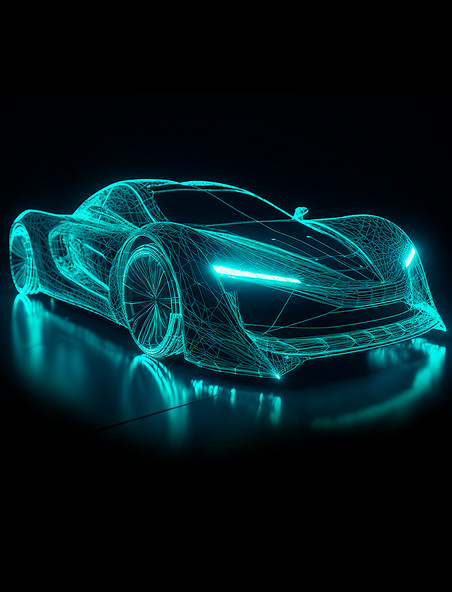 蓝色光线透视感未来超级跑车概念图
