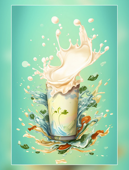 酸奶水果牛奶海报几个牛奶飞溅插图