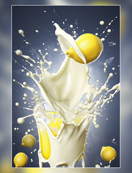 飞溅插图水果柠檬牛奶海报几个柠檬牛奶