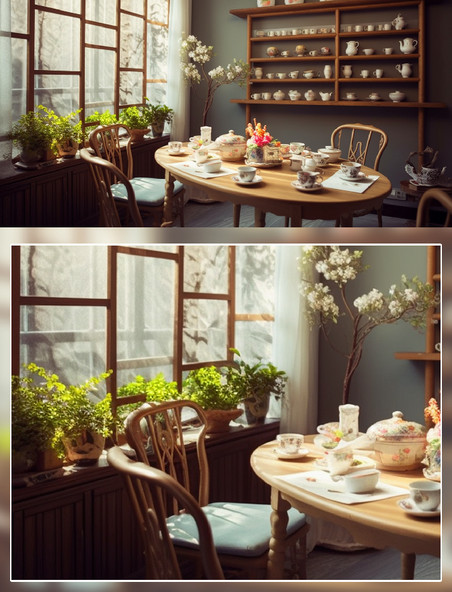 新中式古典茶室茶具品茶场景摄影房间室内装修