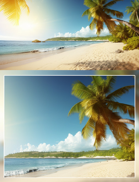 夏天海边沙滩阳光椰树摄影夏季度假