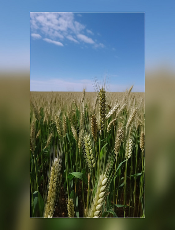 一片麦田小满春天小麦麦穗蓝天白云摄影图阳光明媚的春天