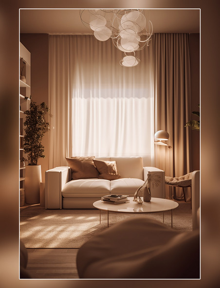 房地产照片室内设计客厅温暖的光线柔和的装饰优雅拍摄