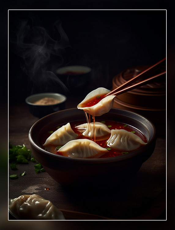 美味馄饨中餐中式餐饮川菜中国菜摄影图高清食物拍摄