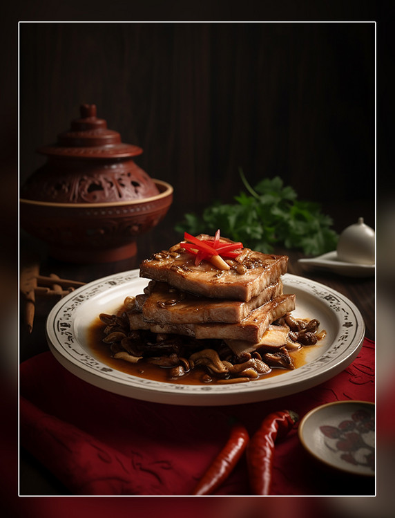 美味煎豆腐中餐中式餐饮川菜中国菜摄影图高清食物拍摄