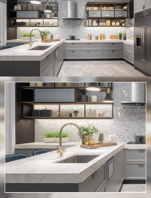 现代简约厨房洗手台厨具场景摄影房间室内装修房间室内装修