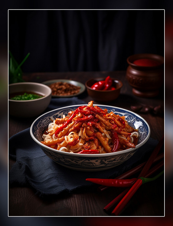 高清食物拍摄爆炒鸡爪辣鸡爪中餐中式餐饮川菜中国菜摄影图