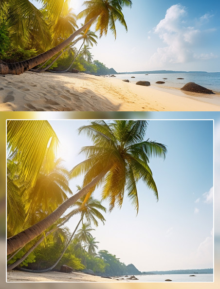沙滩海边椰子树夏天场景摄影夏季度假