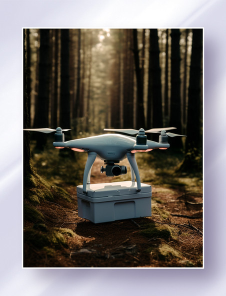 在森林中进行远程包裹物资运输的空中无人机