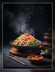 一碗炒面中餐中式餐饮川菜中国菜摄影图高清食物拍摄