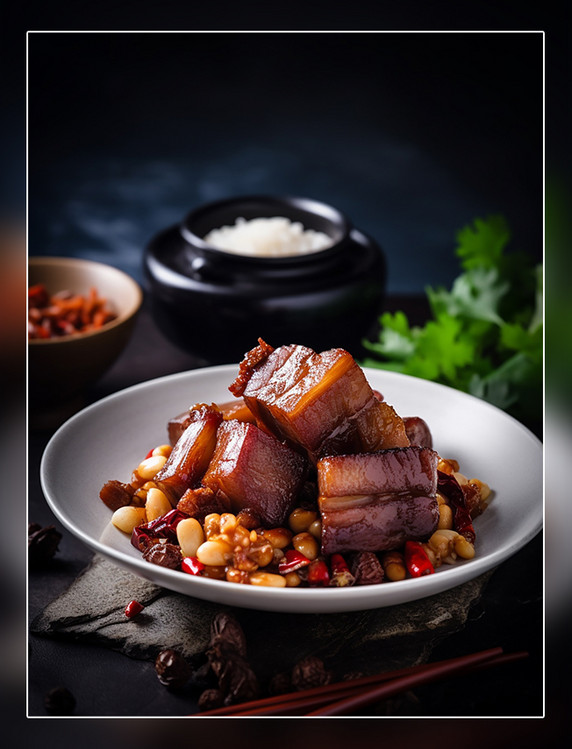中式餐饮川菜中国菜美味红烧肉中餐摄影图高清食物拍摄