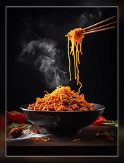 高清食物拍摄一碗炒面中餐中式餐饮川菜中国菜摄影图