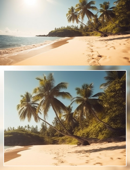 海边沙滩椰子树夏天摄影夏季度假