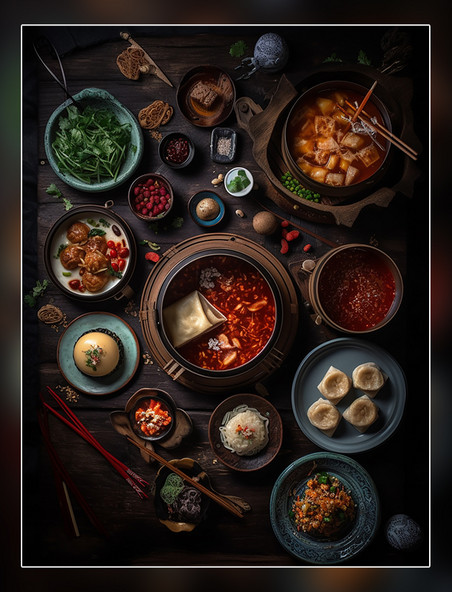 一桌子中餐中式餐饮川菜中国菜摄影图高清食物拍摄