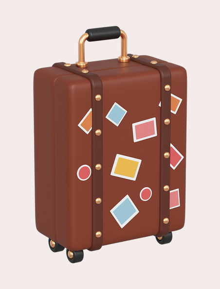 C4D立体度假行李箱旅游