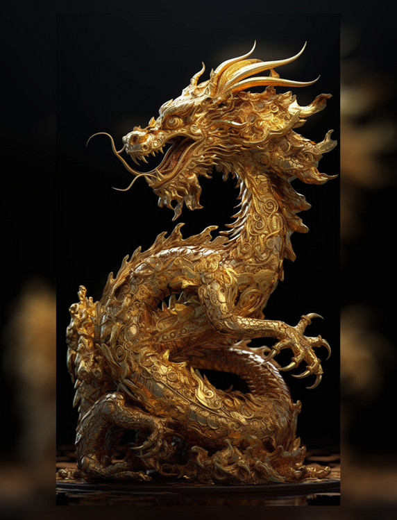 黄金中国龙神兽动物