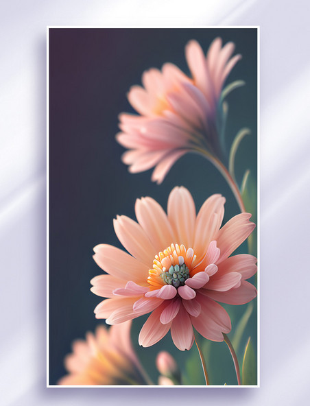 高清盛开的粉色花朵插画