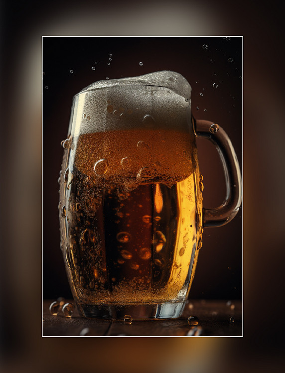 冰镇啤酒玻璃杯摄影
