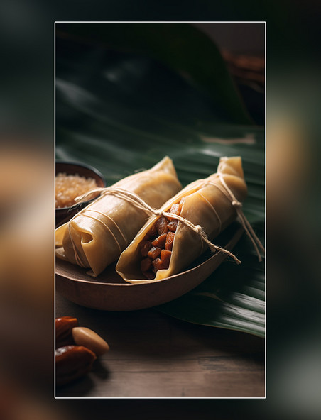 中国传统节日端午节美食特色糯米粽子美味粽子高清食物拍摄