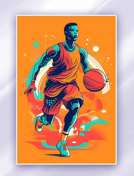 体育运动篮球动感运动员数字插画