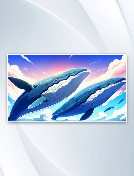 海底水鲸鱼飞过天空广阔的蓝天