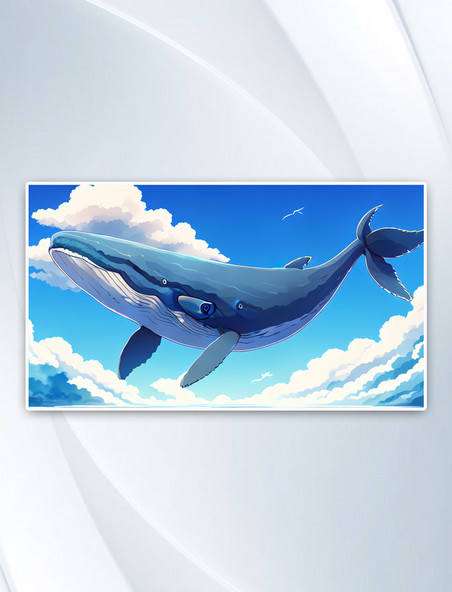 天空广阔的蓝天水鲸鱼飞过