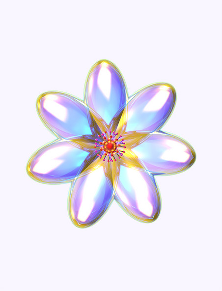 酸性渐变简约c4d建模立体彩色花朵