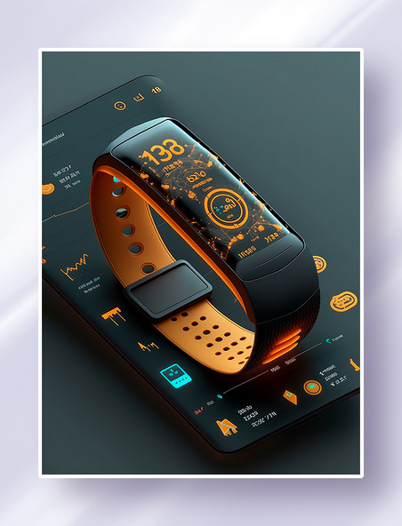 黑橙色主题智能运动手环手机界面APP程序UI设计