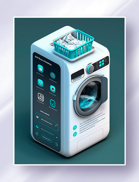 创意2.5D洗衣机主题手机APP程序应用界面UI设计