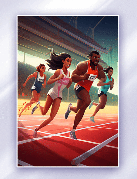 体育运动奥运会田径赛场运动员竞技数字插画