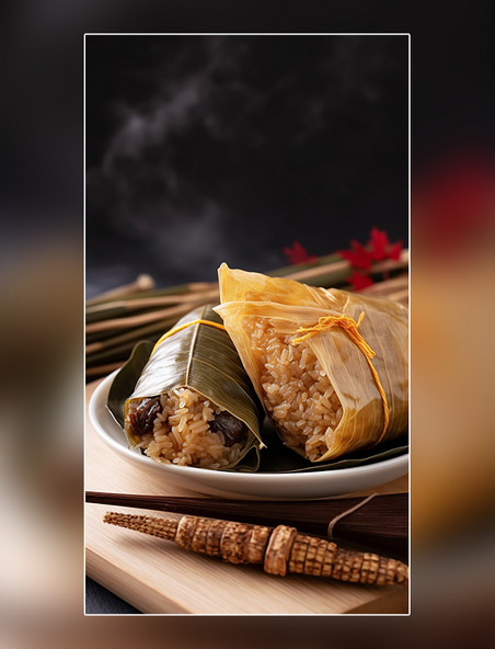 中国传统节日端午节美食特色糯米粽子美味粽子摄影图