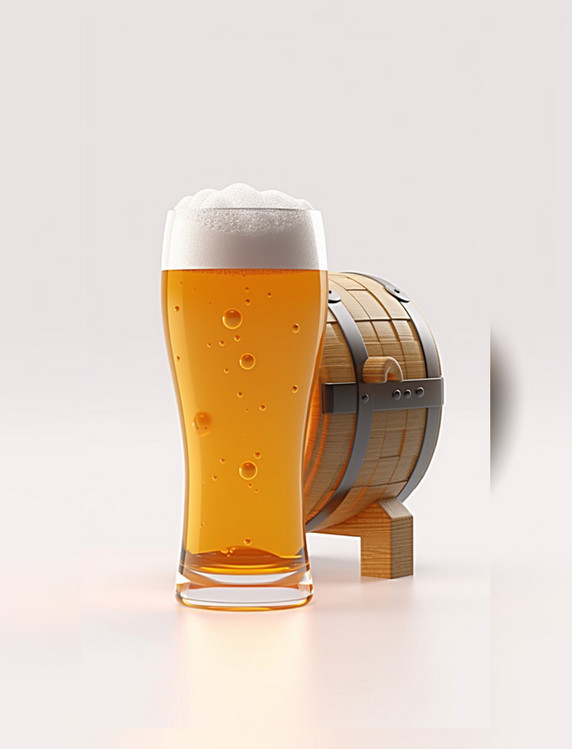 3d瓶装啤酒结霜特写白色背景图标icon