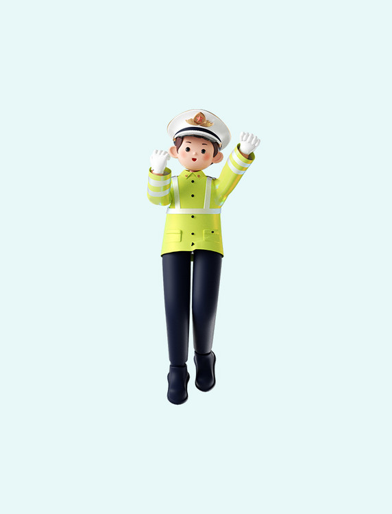 五一劳动节3D立体职业人物形象C4D交警
