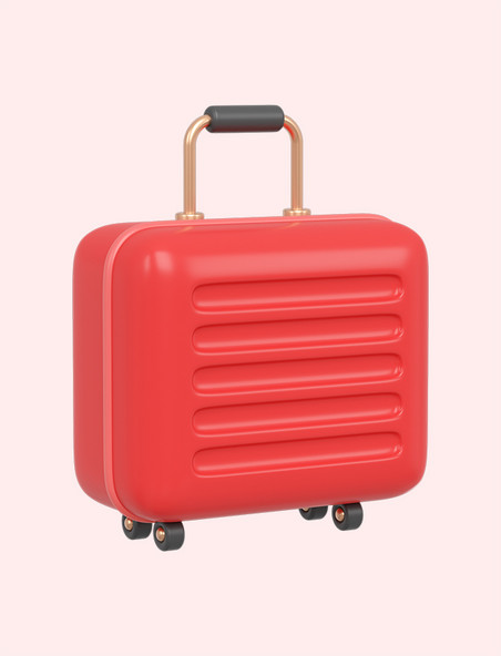 C4D立体红色行李箱旅行