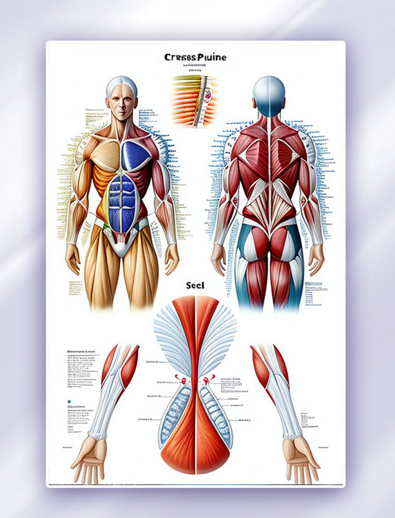 人体肌肉组织图鉴数字插画