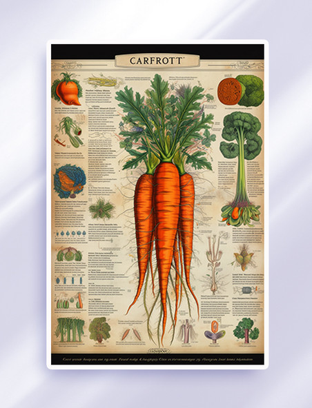 胡萝卜植物科普科学展示手绘插图