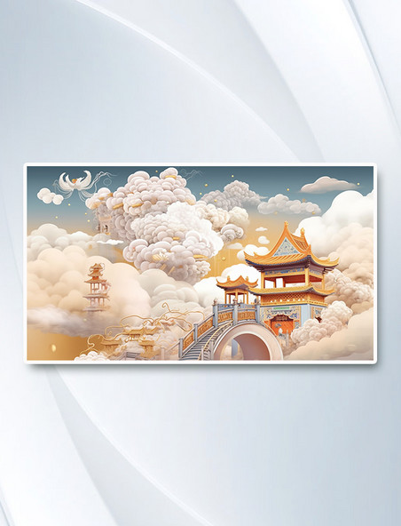 中国风国潮古典风景插画