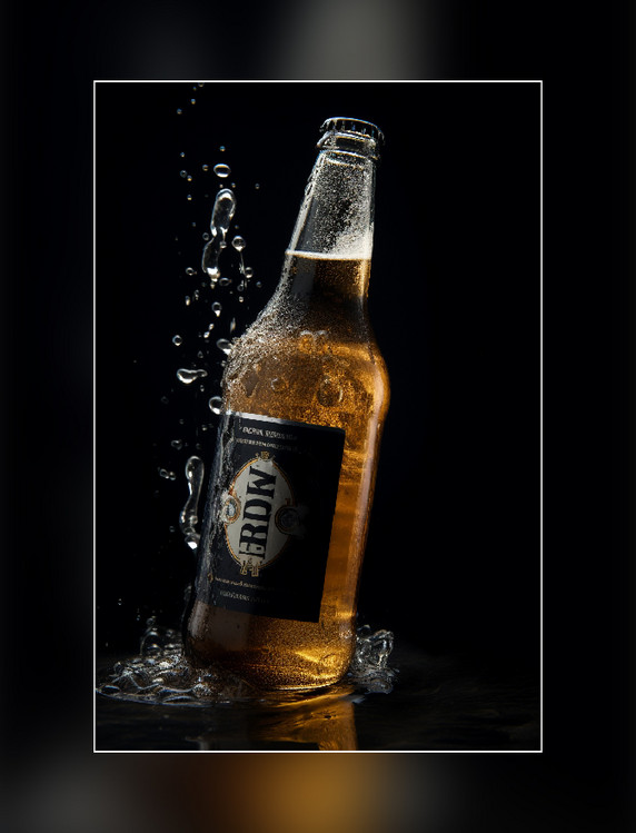 倾斜啤酒瓶啤酒摄影