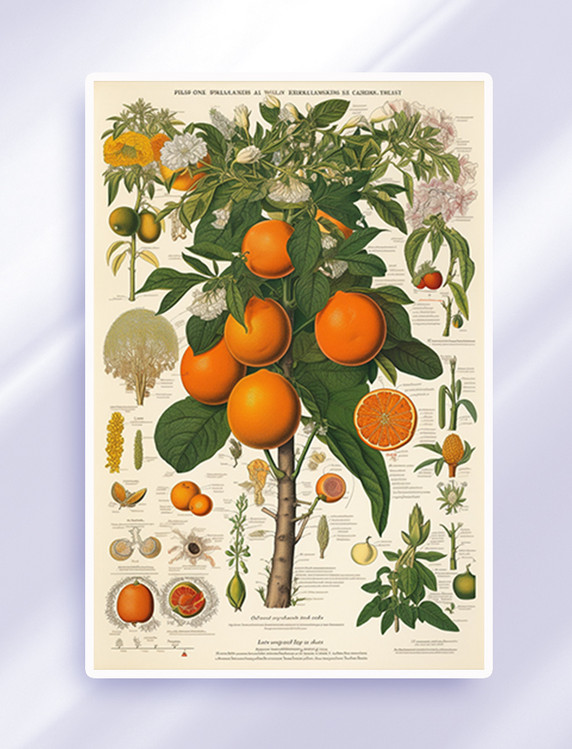 橙子水果科普科学手抄插图
