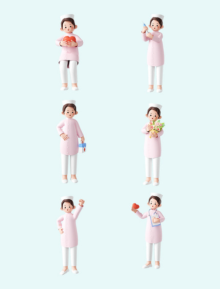 五一劳动节3D立体职业人物形象C4D护士套图
