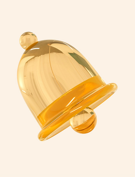 3D立体玻璃材质购物黄色铃铛元素