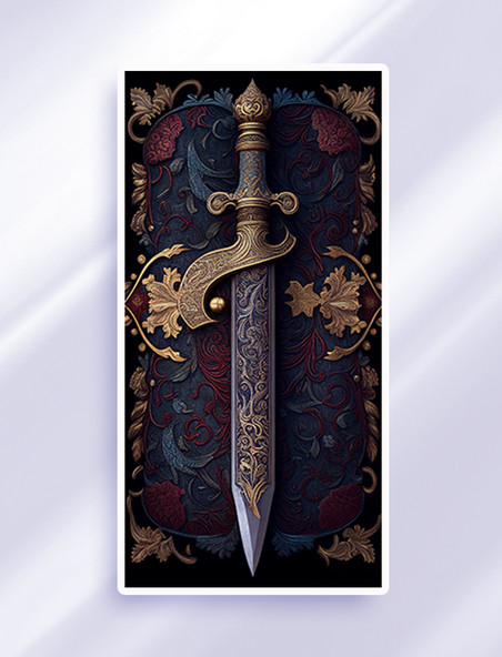 中世纪宝剑地毯插画